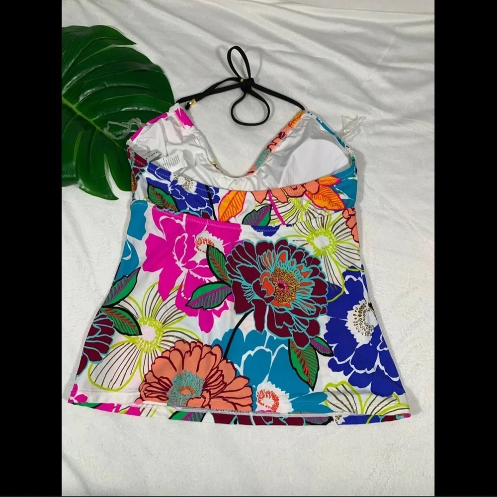 NEW $98 Trina Turk Tankini Top‎ Multi Color Floral [ SZ 6 ]